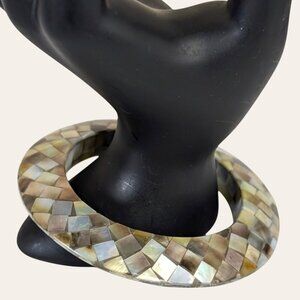 V. Mother of Pearl Mosaic Bangle Bracelet